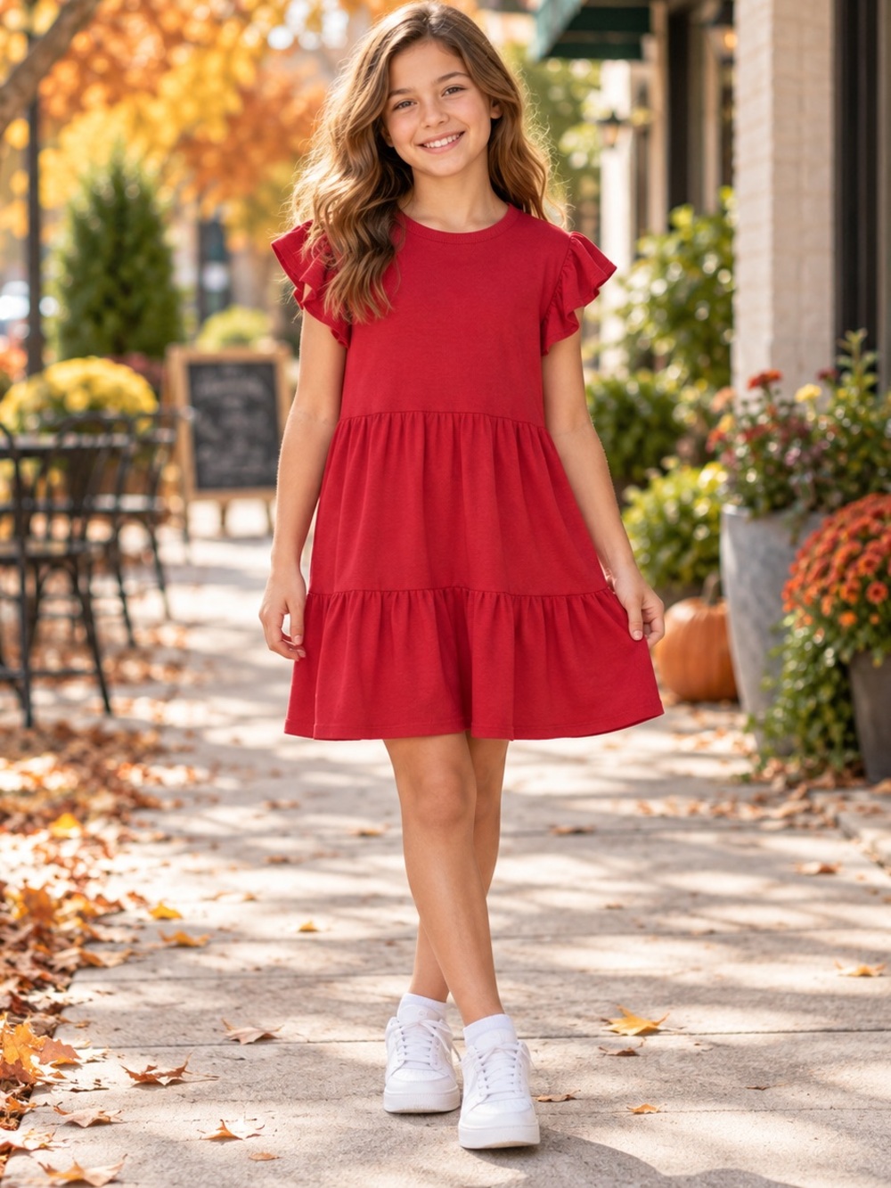 JESSICA SIMPSON GIRLS RED TIERED DRESS XL 14/16
